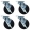 Bk Resources 5-inch Plate Casters, Polyolefin Wheels, Top Lock Brake, 300lb Capacity, 4PK 5SBR-1PT-LDP-PS4 - alternate 1